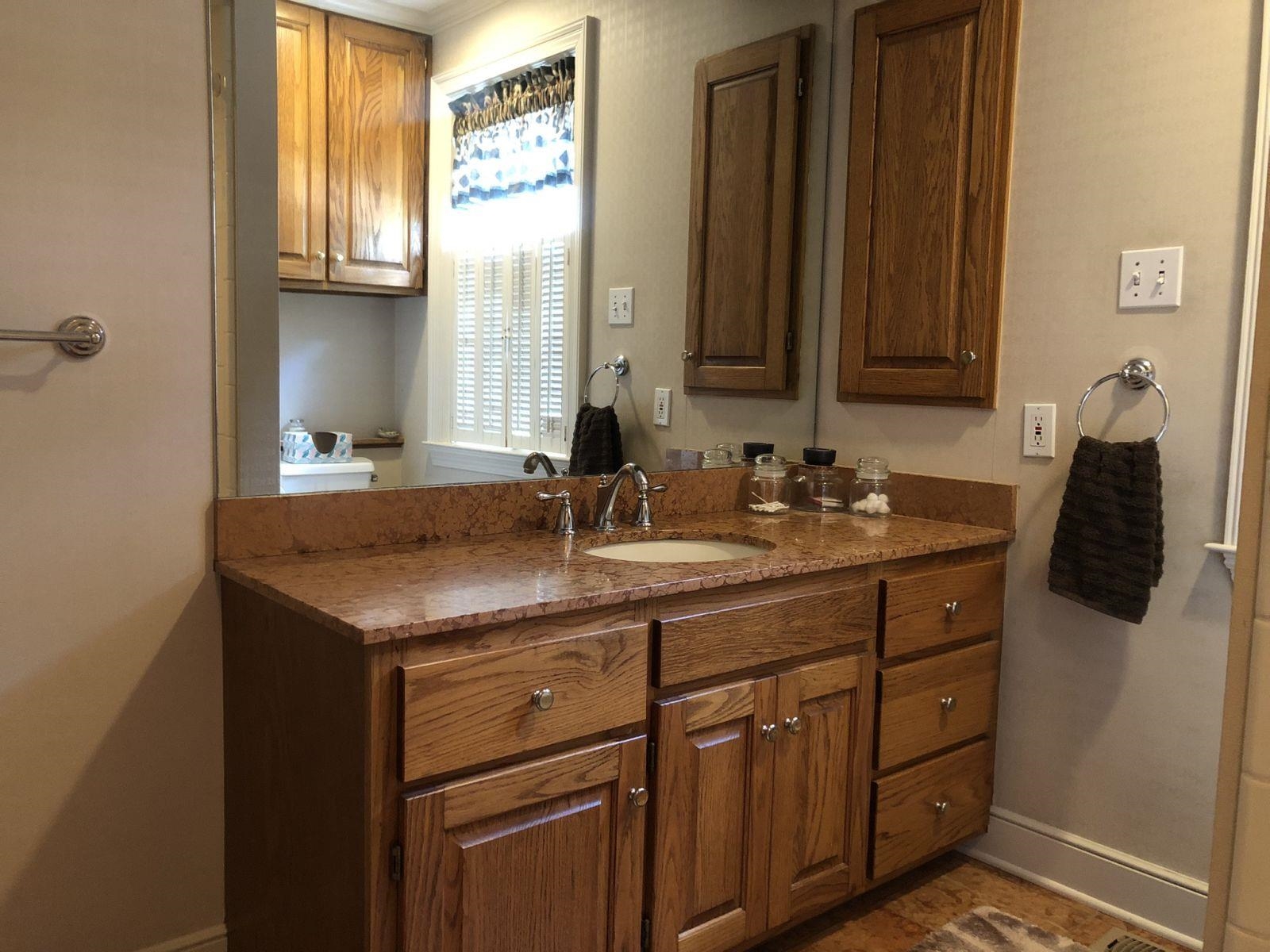 3334 Oak Road Bartlett, TN 38135 - Photo 25 of 40 a bathroom with a granite countertop sink and a mirror