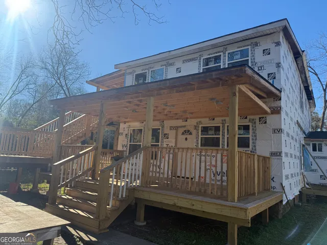 a view of wooden deck