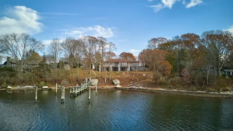a view of a lake with houses