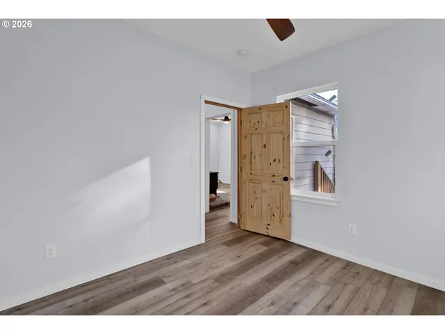 a view of a wooden bridge