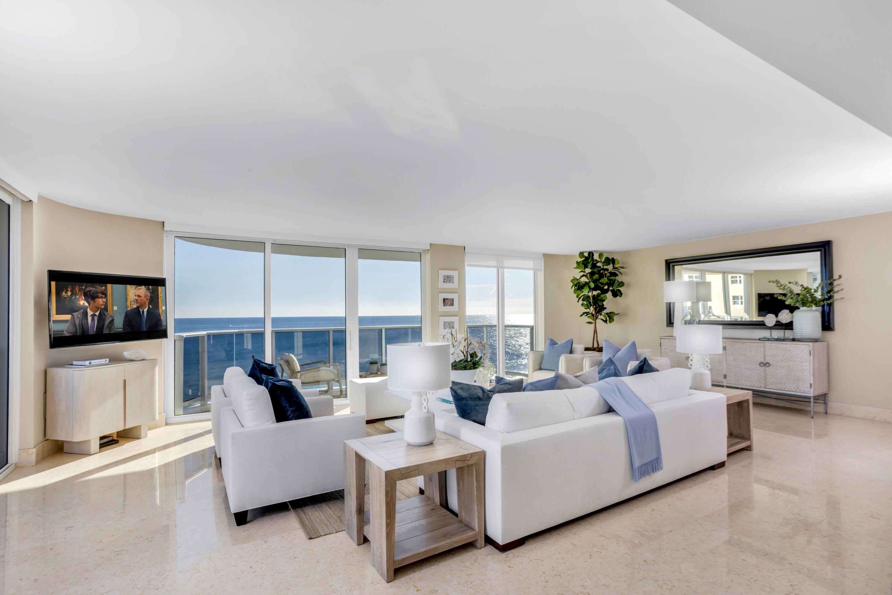 350 South Ocean Boulevard, Unit 4D Boca Raton, FL 33432 - Photo 5 of 34 OCEANFRONT LIVING ROOM