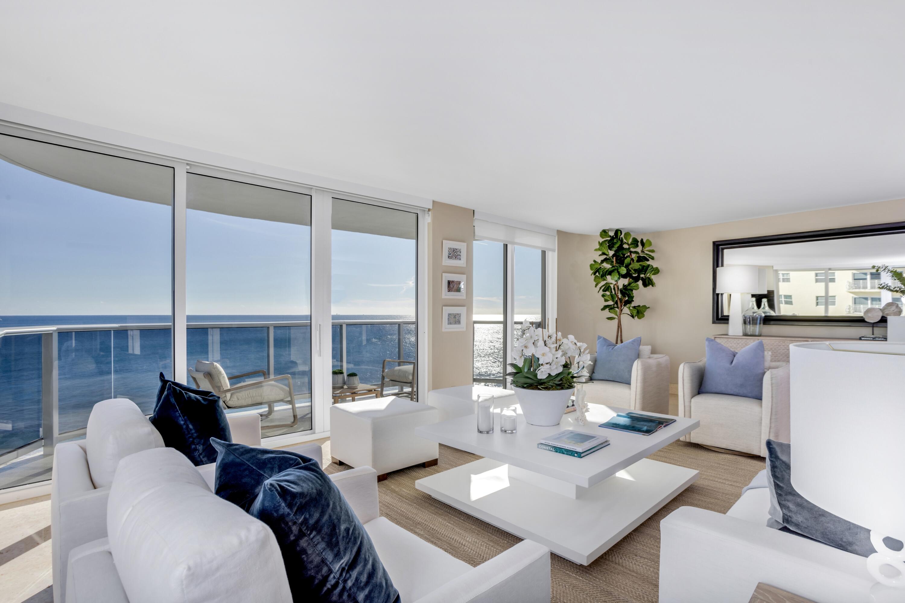350 South Ocean Boulevard, Unit 4D Boca Raton, FL 33432 - Photo 6 of 34 OCEANFRONT LIVING ROOM