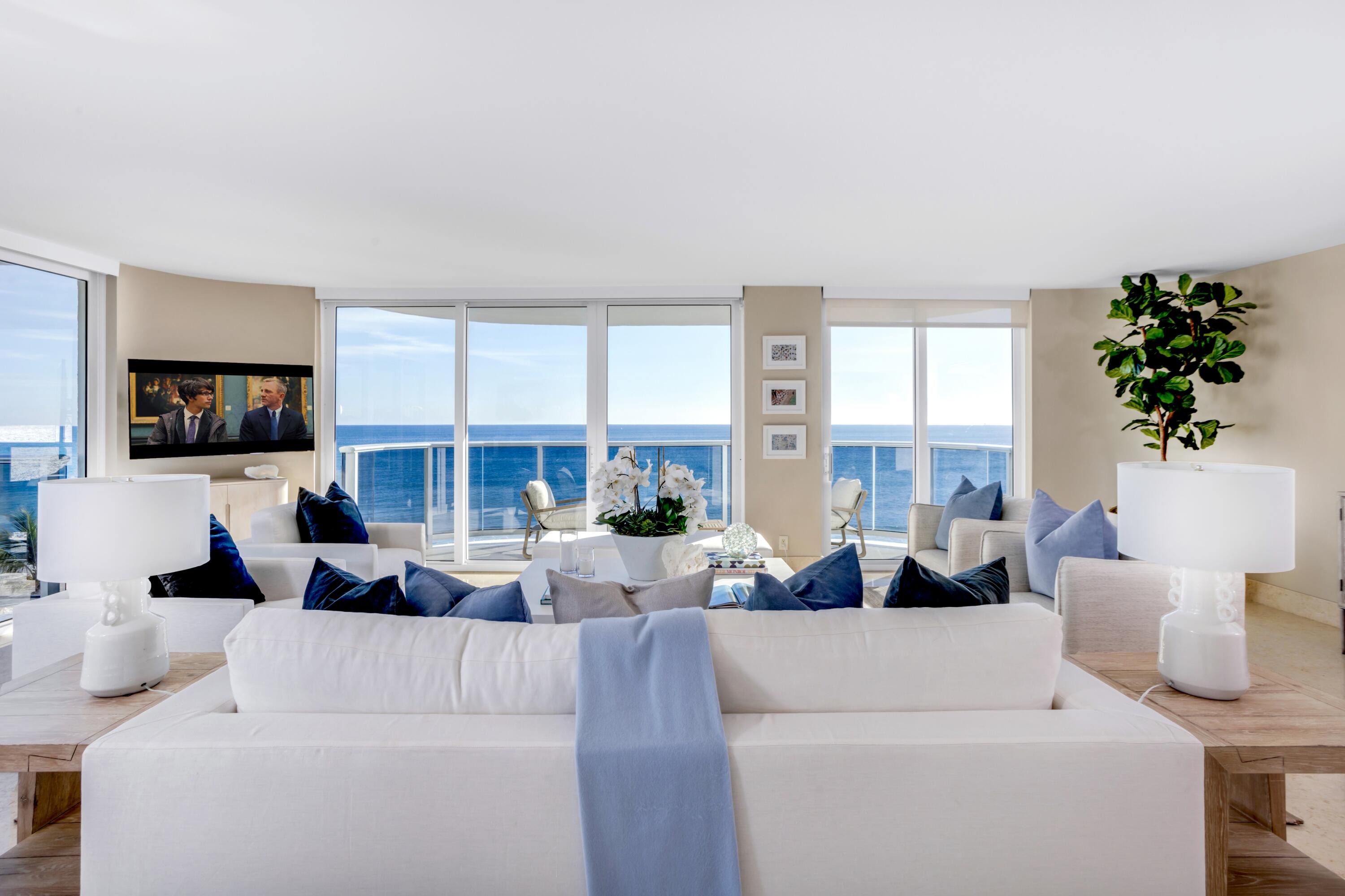 350 South Ocean Boulevard, Unit 4D Boca Raton, FL 33432 - Photo 7 of 34 OCEANFRONT LIVING ROOM