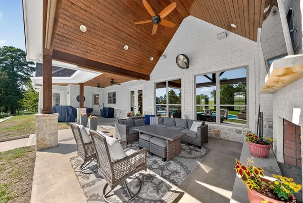 a outdoor space with patio furniture