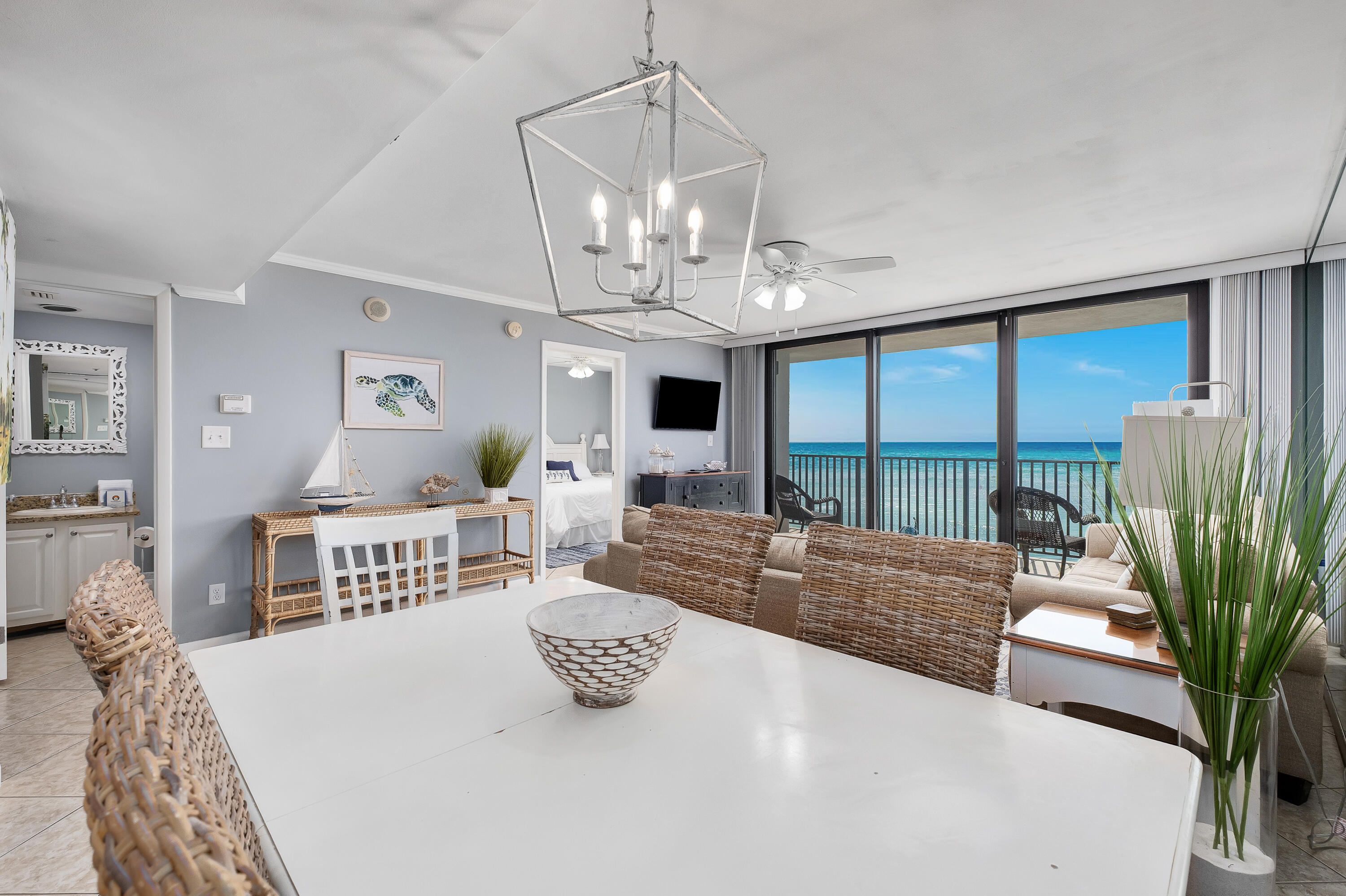 4100 East County Highway 30A, Unit 902 Santa Rosa Beach, FL 32459 - Photo 5 of 54 a living room with furniture large window and chandelier