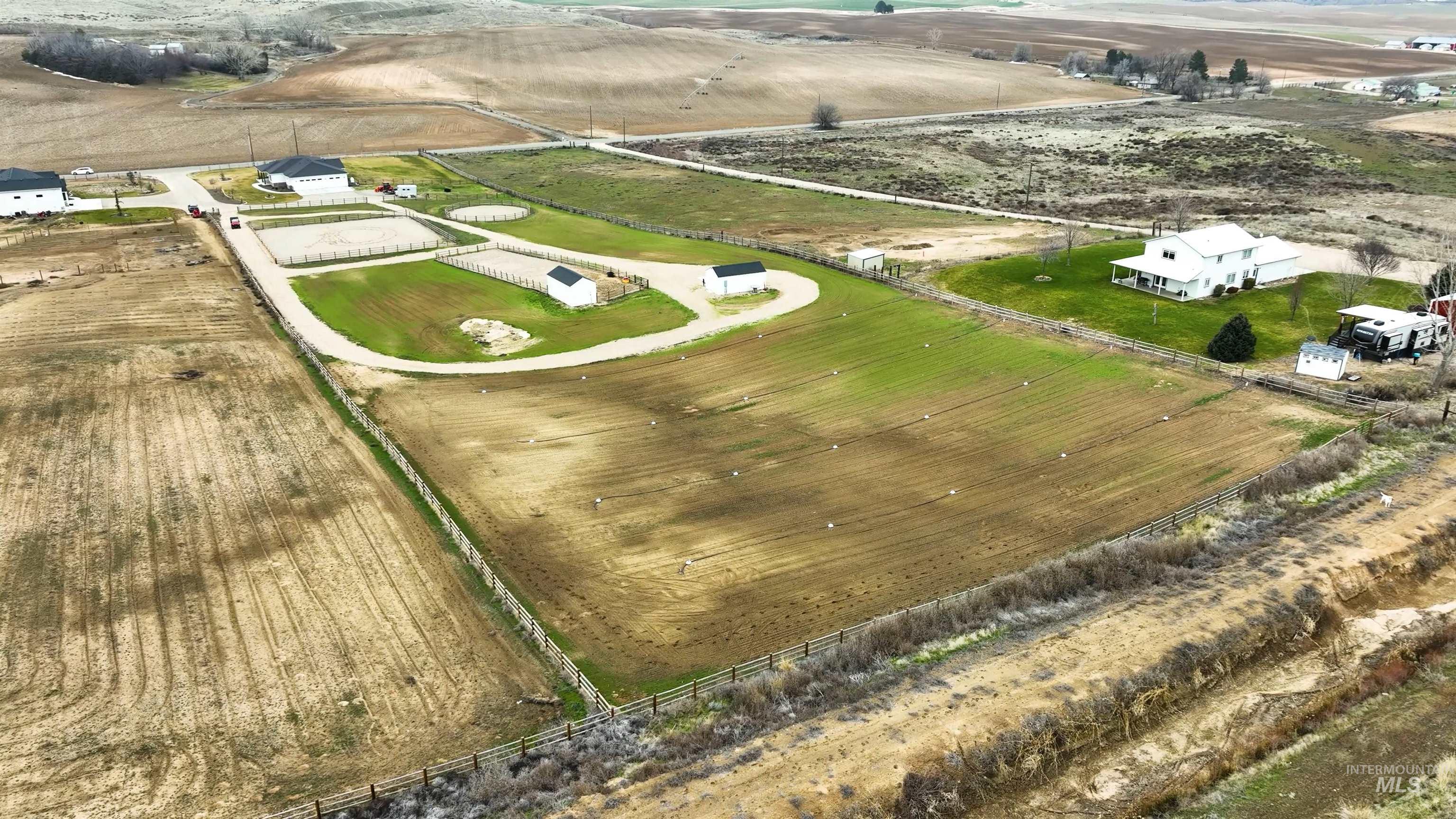 6721 El Paso Road Caldwell, ID 83607 - Photo 4 of 50 Aerial view of property's location with rural landscape and large plots for crops