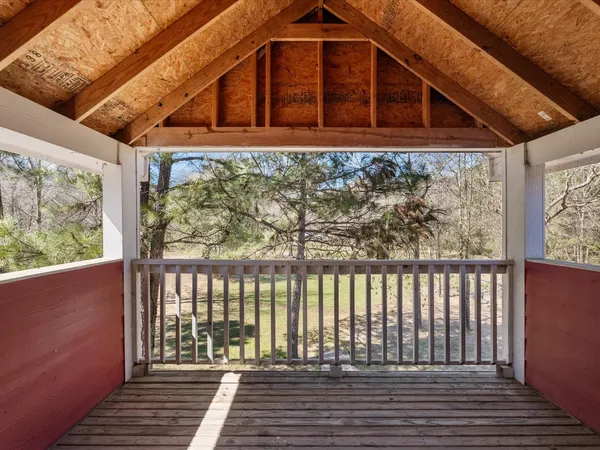 a view of wooden balcony