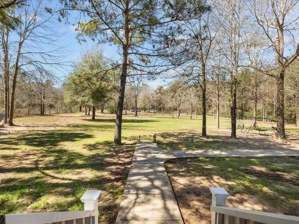 a view of a yard with trees