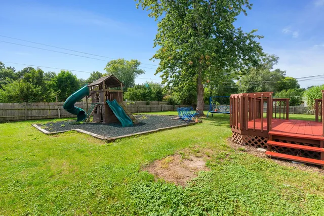 a view of a park with slide