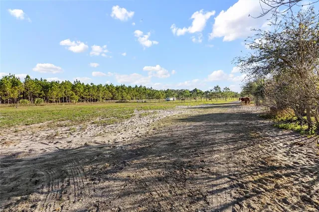 a view of a lake with houses in back