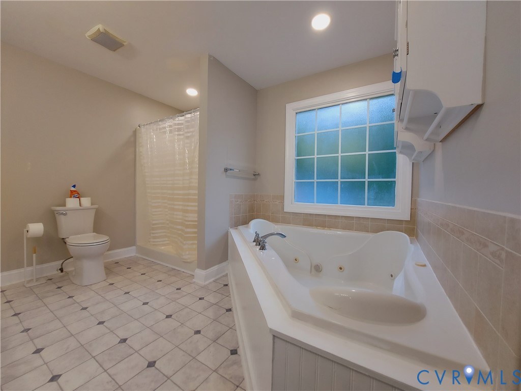 18313 Shiloh Church Road Beaverdam, VA 23015 - Photo 16 of 39 a bathroom with a sink a toilet and shower