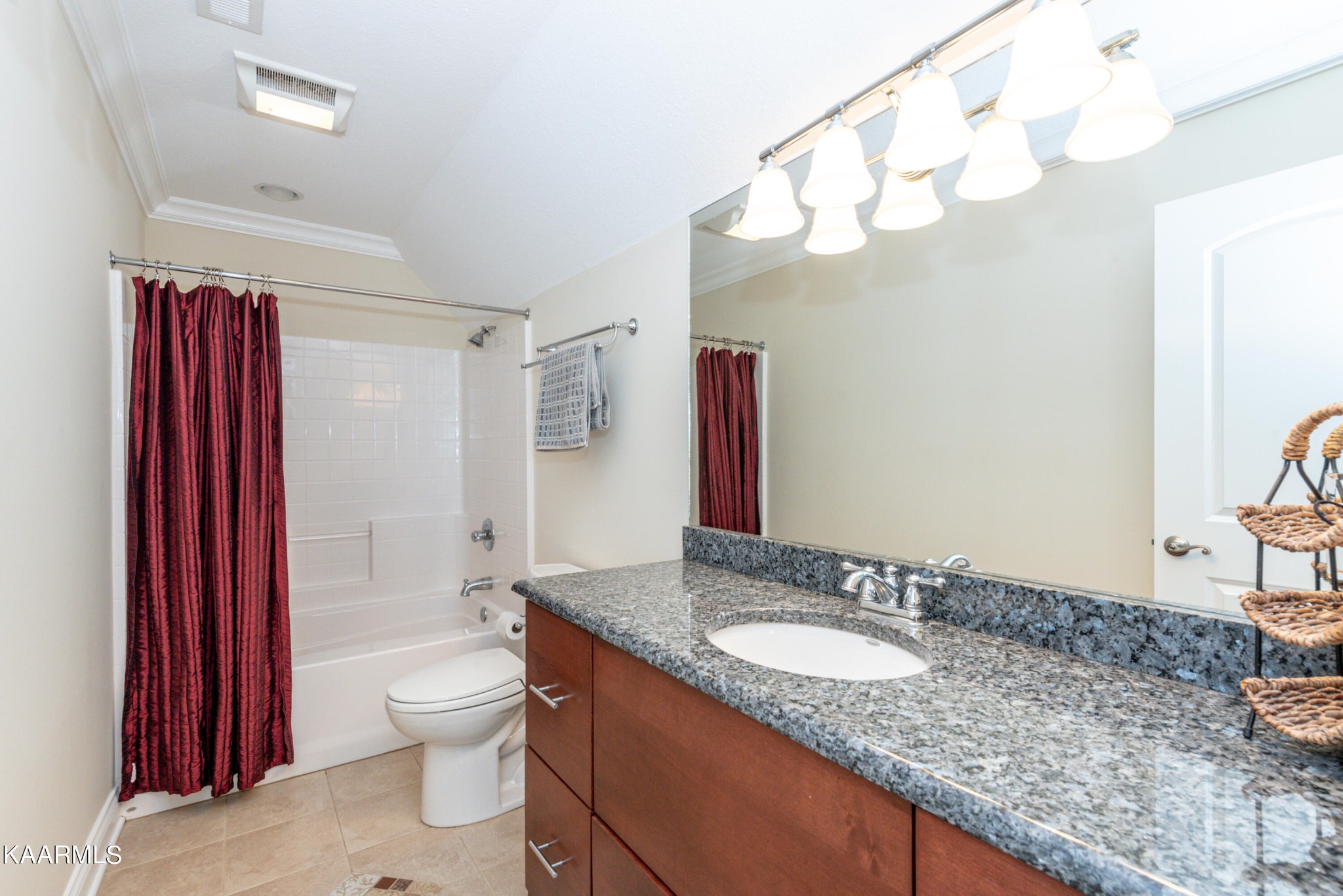 6069 Morganton Road Greenback, TN 37742 - Photo 59 of 60 a bathroom with a granite countertop sink a mirror and a toilet