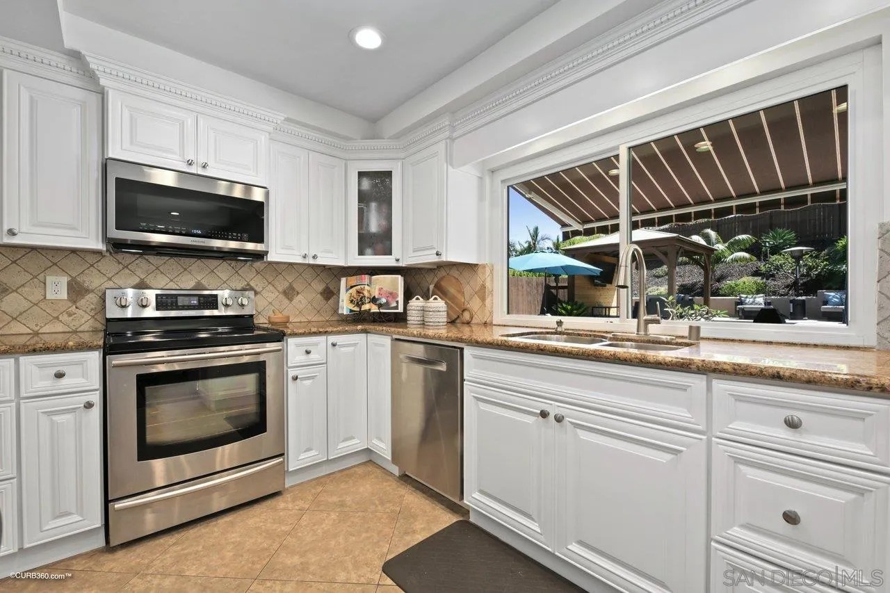 1540 Avenida De Las Lilas Encinitas, CA 92024 - Photo 17 of 39 a kitchen with granite countertop a sink stainless steel appliances and cabinets