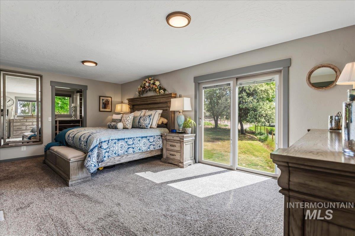 6323 Foothill Road Star, ID 83669 - Photo 17 of 50 Sliding glass door opening to outdoor space, featuring carpet flooring, recessed lighting, and a built-in closet with shelving