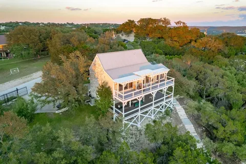 an aerial view of a house