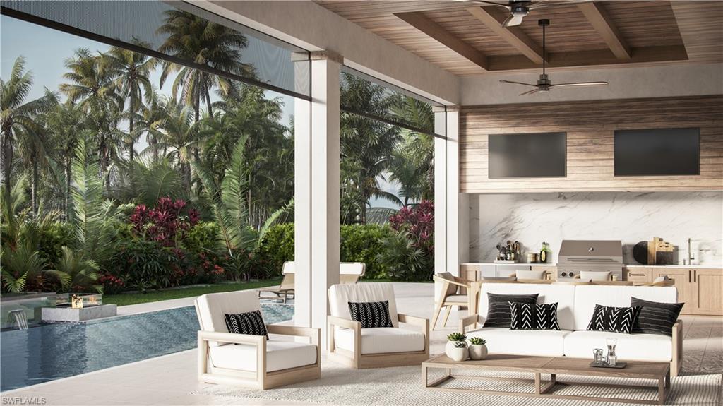 560 Rudder Road Naples, FL 34102 - Photo 8 of 23 a view of living room with balcony furniture and floor to ceiling window