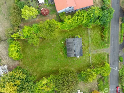 an aerial view of a garden with plants