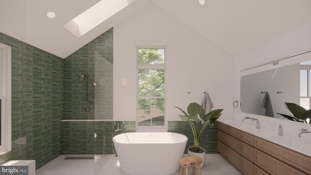 a room with a sink a mirror and a toilet