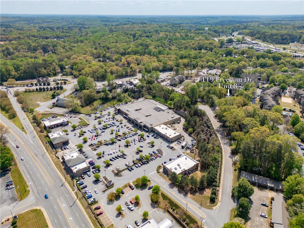 119 Freedom Drive, Unit 8 Clemson, SC 29631 - Photo 31 of 39 This bird's-eye view showcases a sprawling community with ample parking amidst lush green landscaping.