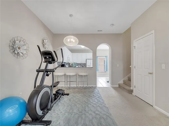 a view of a room with gym equipment