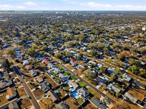 an aerial view of multiple house