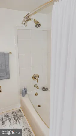 a bathroom with a bathtub