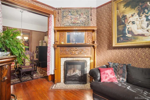 a view of a balcony with door