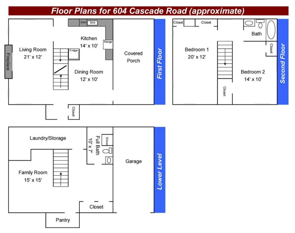 604 Cascade Road Forest Hills, PA 15221 - Photo 12 of 25 Here is the approximate layout of the house. There is a larger PDF version of this in Multilist attachments and also available from the listing agent.