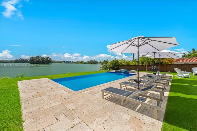 a view of a park with slide