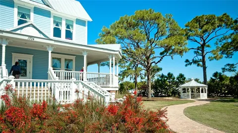 a view of a building with a street