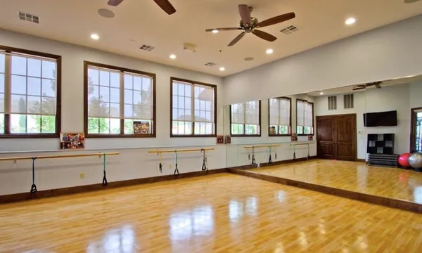 a view of a room with gym equipment