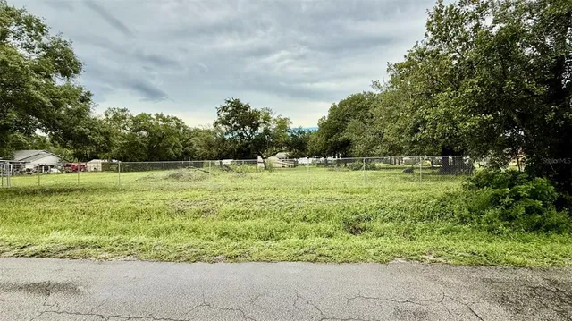 a backyard of a house with lots of green space and garden