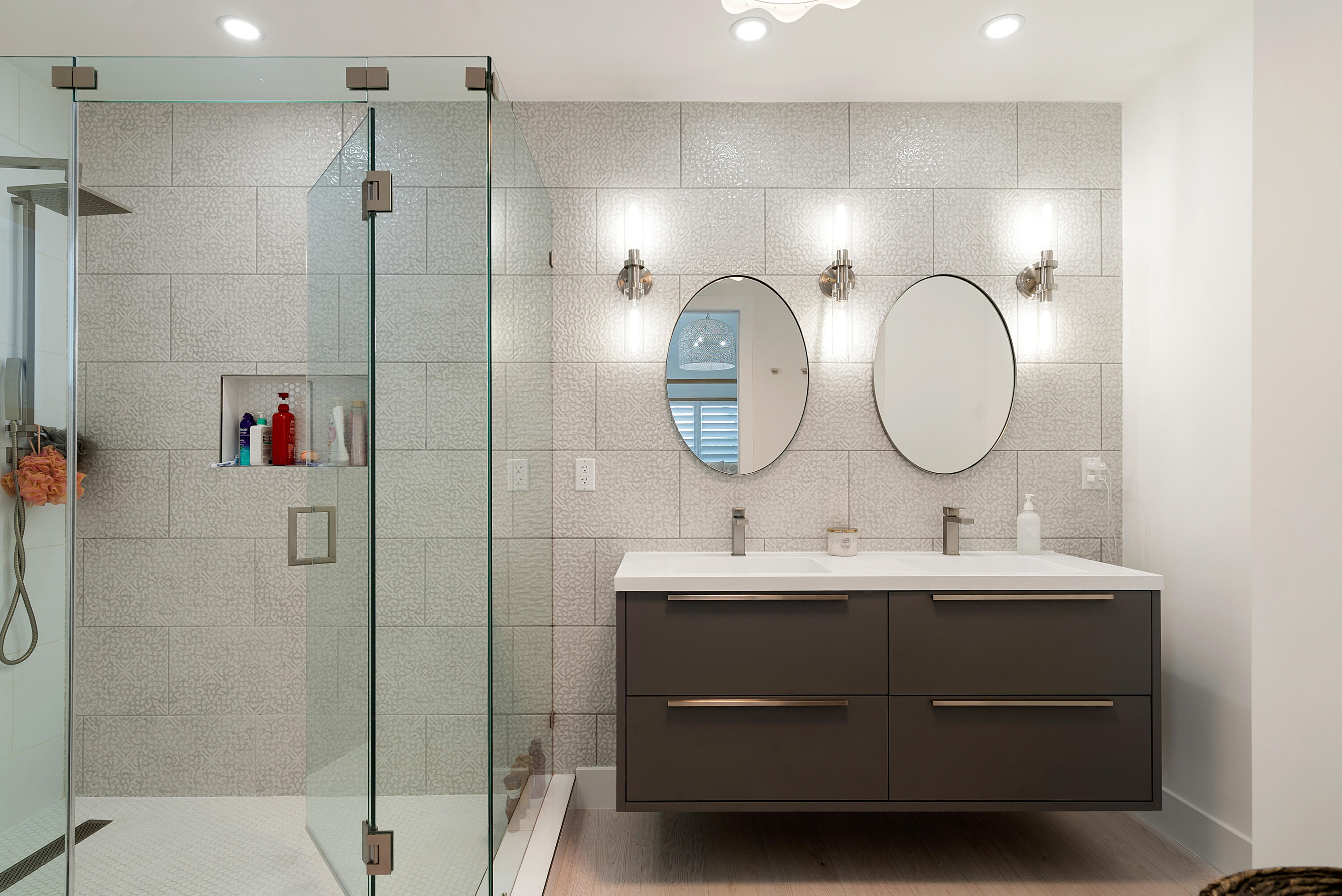 889 Ellen Drive Key Largo, FL 33037 - Photo 39 of 57 a bathroom with a double vanity sink mirror and shower