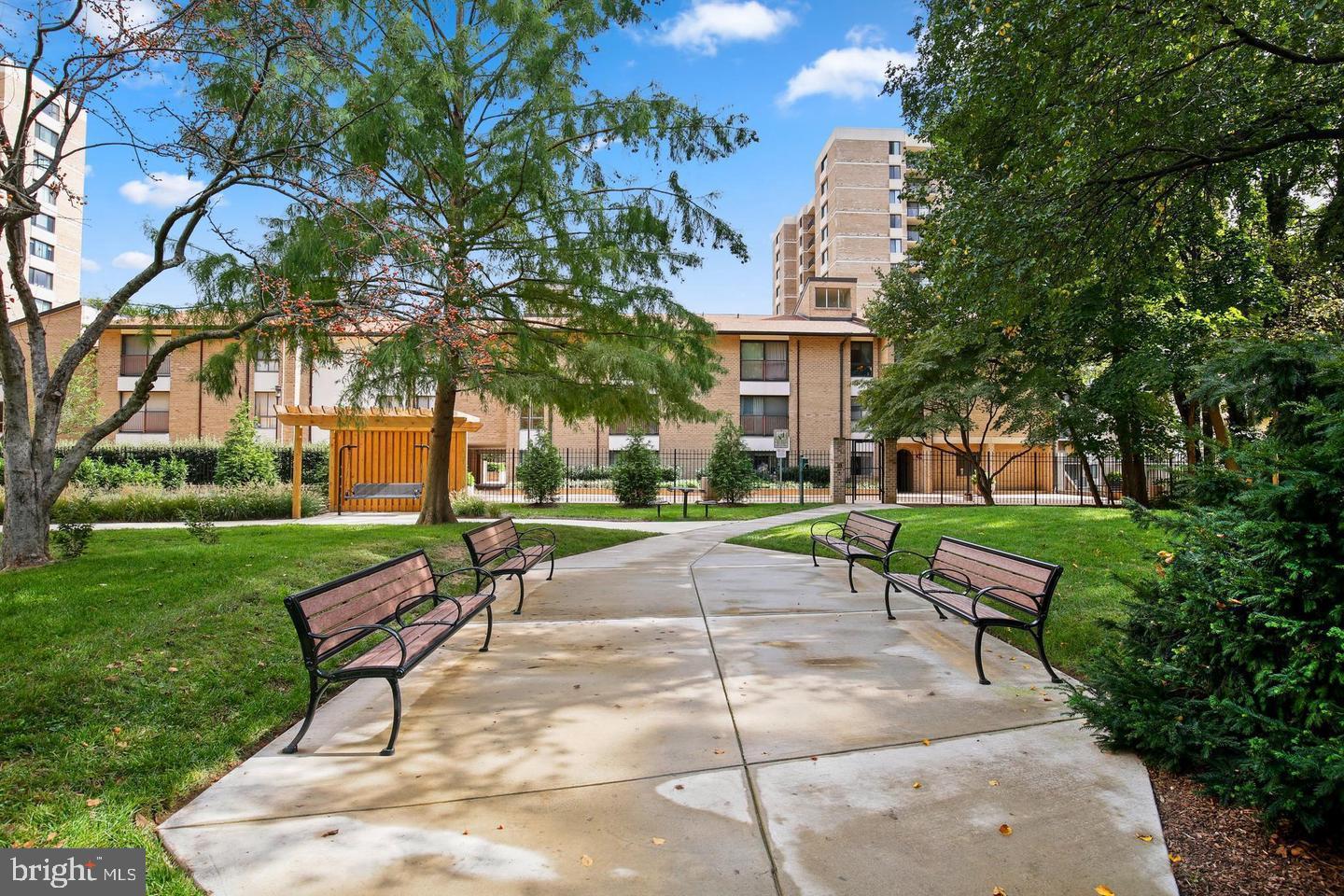 4 Monroe Street, Unit 802 Rockville, MD 20850 - Photo 33 of 44 a view of a park with bench and trees