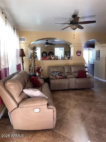 a living room with furniture