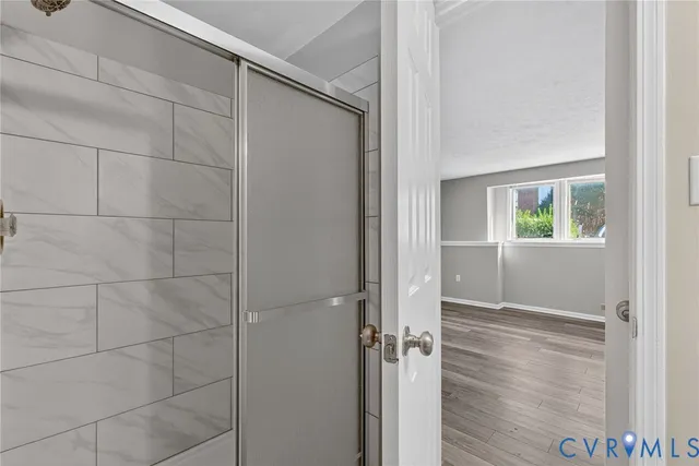 a view of small space with racks on the wall