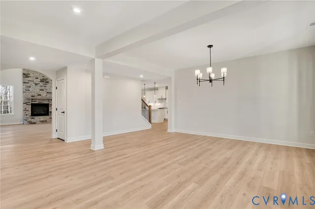 a view of a livingroom with a chandelier
