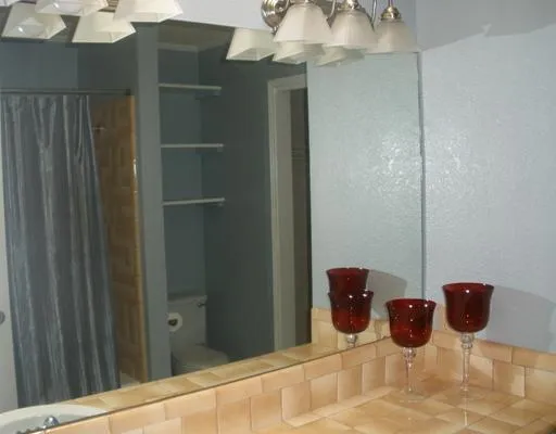 a bathroom with a sink and mirror