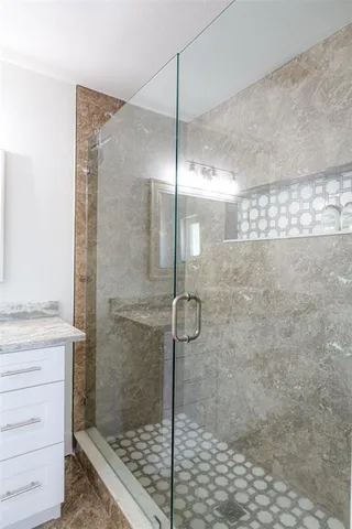 a bathroom with a shower