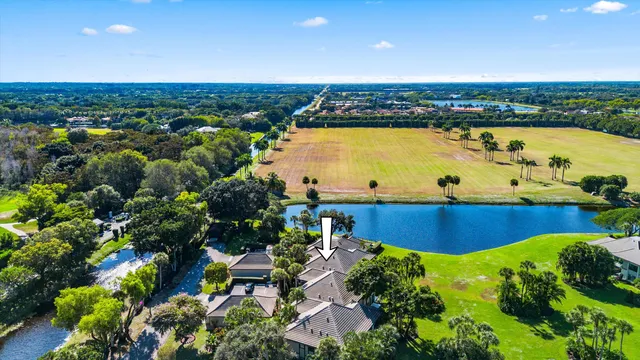 an aerial view of a house with a garden