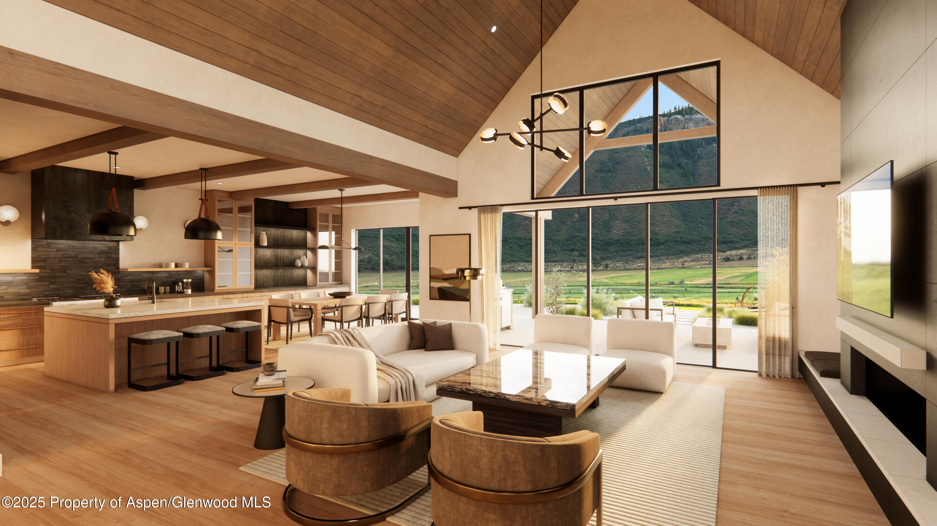 2700 Emma Road Basalt, CO 81621 - Photo 12 of 36 a living room with furniture a flat screen tv and floor to ceiling window
