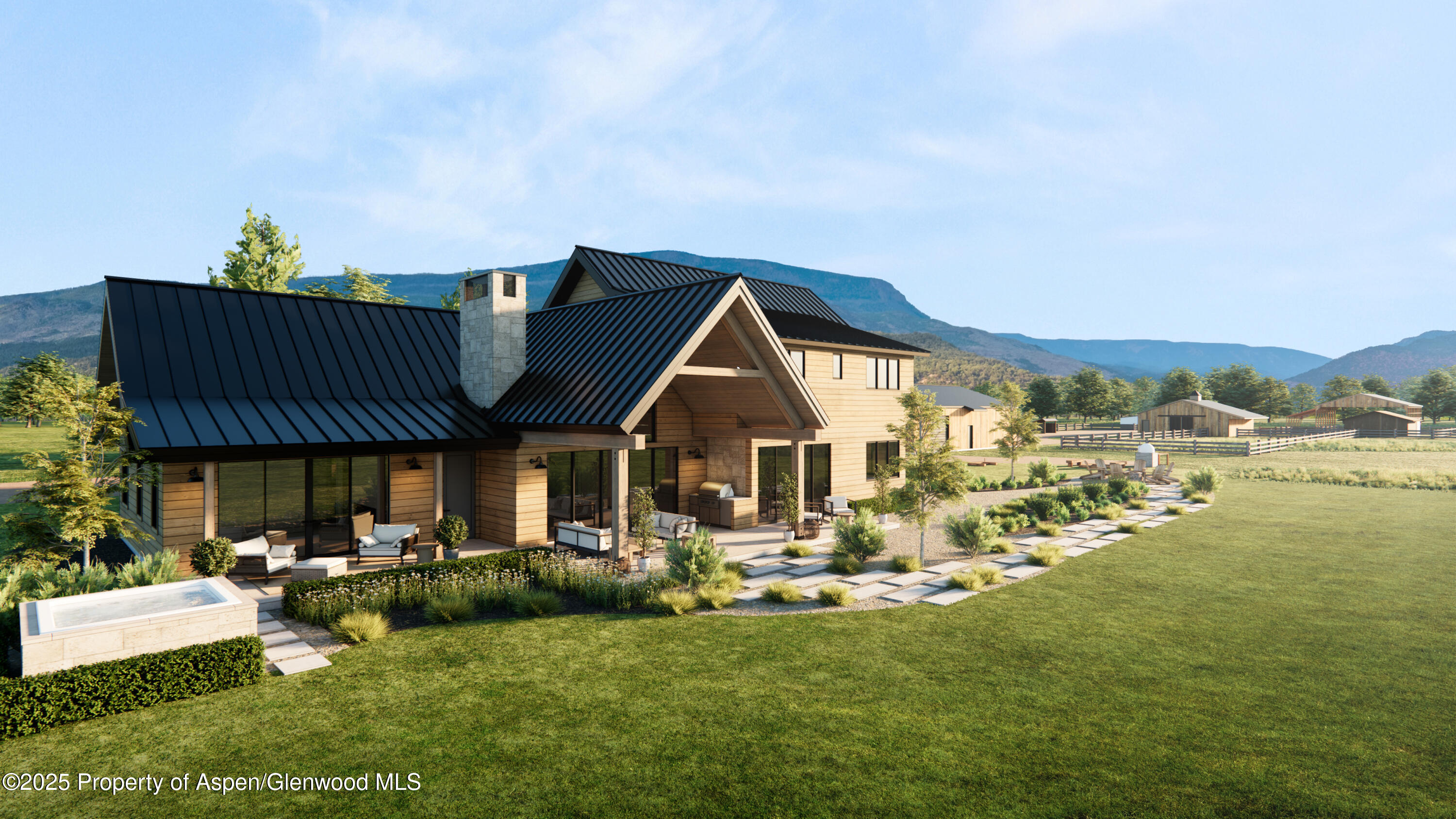 2700 Emma Road Basalt, CO 81621 - Photo 17 of 36 a front view of a house with swimming pool having outdoor seating