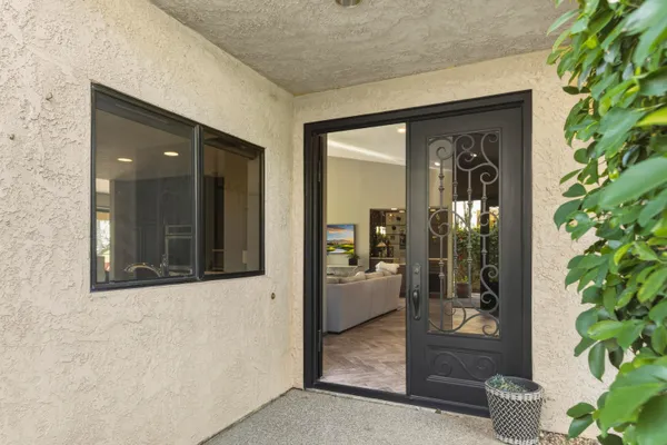 view of living room and front door