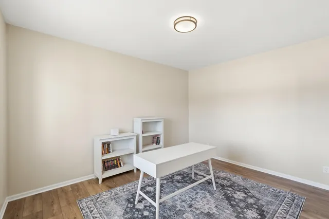 a room with a workspace