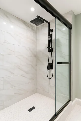 a bathroom with a shower