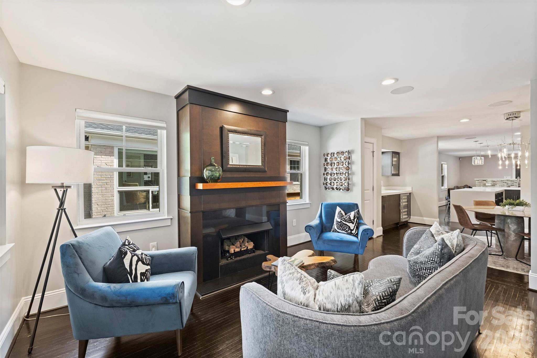 1734 Club Road Charlotte, NC 28205 - Photo 5 of 41 a living room with furniture and a fireplace