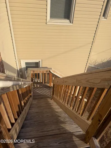 a view of wooden balcony
