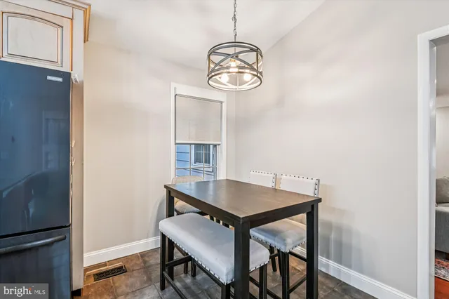 a view of a dining area with furniture