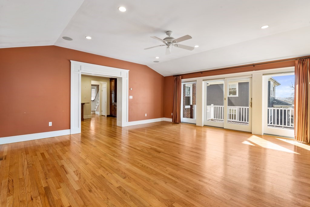 35 Lovell Road Watertown, MA 02472 - Photo 18 of 42 a view of empty room with wooden floor and fan