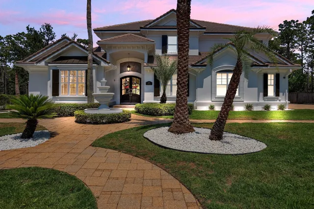 a front view of a house with entertaining space